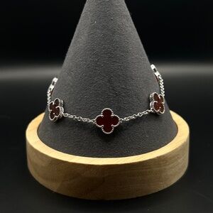 925 silver red clover bracelet